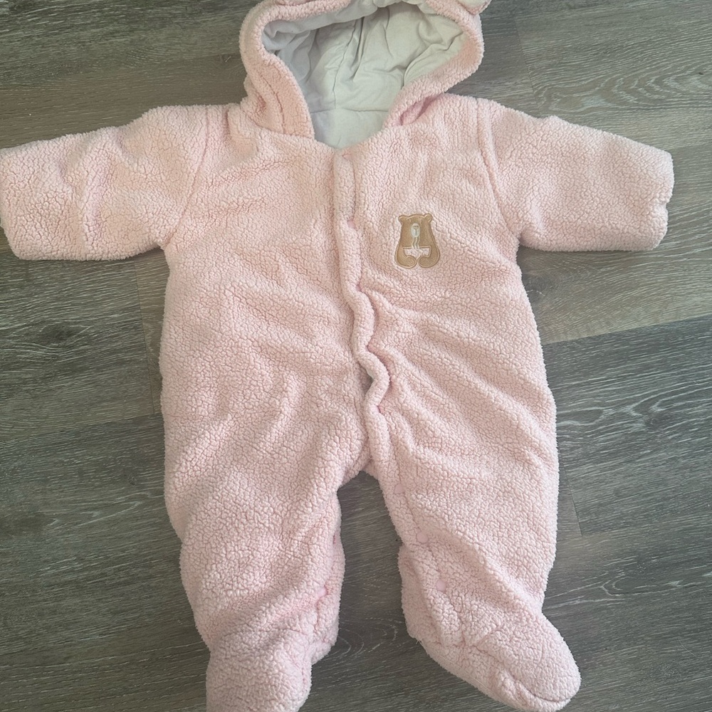 Cozy Pink Hooded Baby Onesie